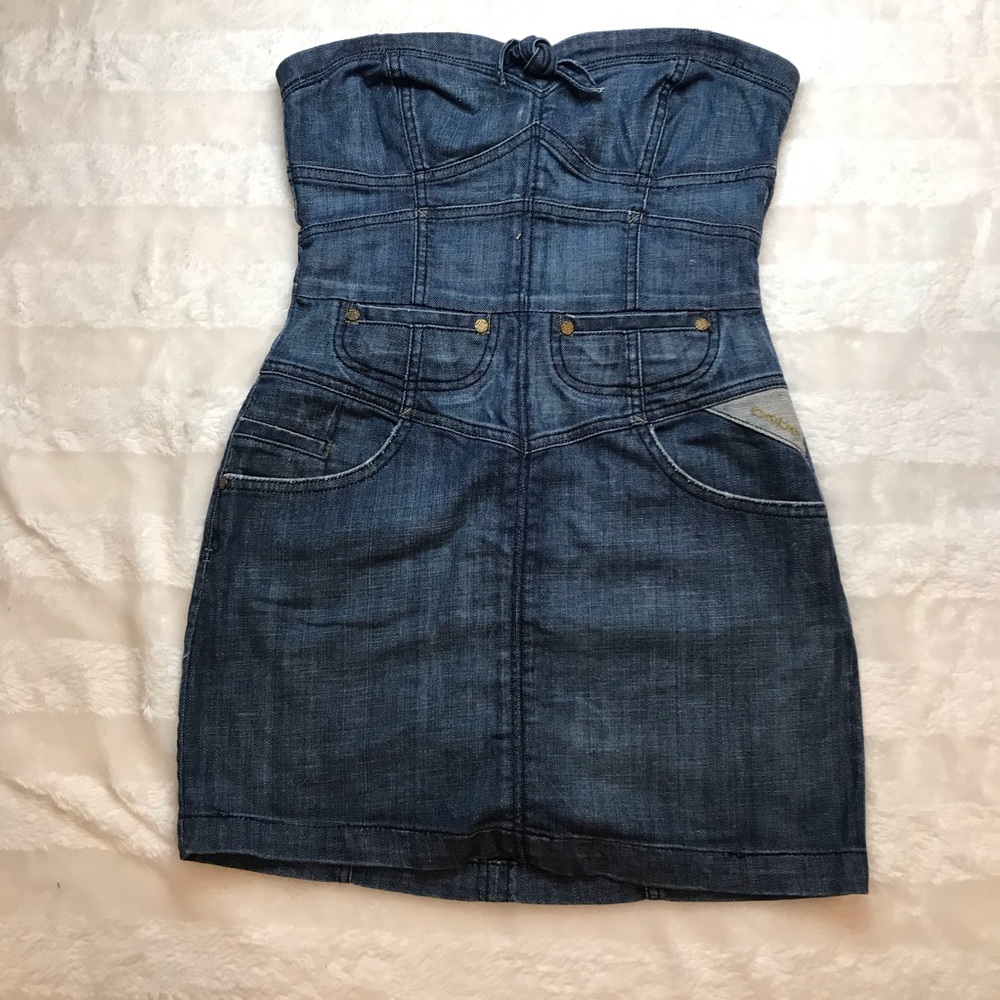 Bebe Strapless Denim Dress